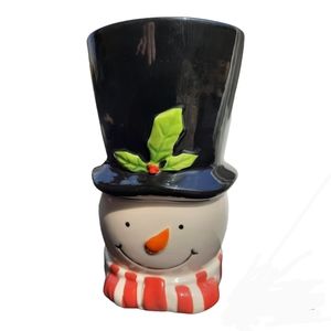 Ceramic Snowman Hat Container NWT